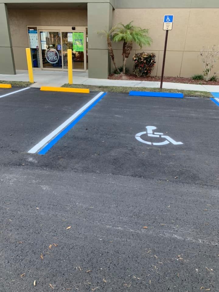 Van-accessible ADA parking space with wider access aisle